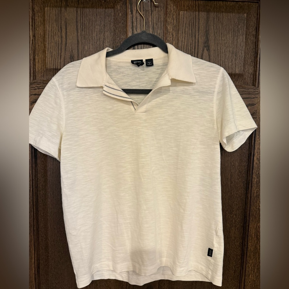 Hugo Boss Cream Short Sleeve Polo Shirt Small Unisex